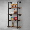 Industrial Pipe Shelving Wall Mounted, 30in Metal Floating Shelves, Steampunk Real Wood Book Shelves - 4 of 4