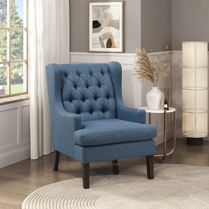 Upholstery Button-Tufted Accent Chair with Foam Cushion, Attached Cushions and Removable Cover - 1 of 4