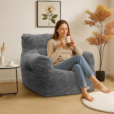 Hooseng Bean Bag Chair, Bean Bag Sofa Chair with Armrests, Fluffy and Lazy Sofa with backrest, Comfy Cozy BeanBag Chairs