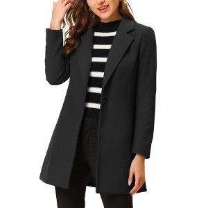 INSPIRE CHIC Women's Regular Fit Notched Lapel Long Sleeve Buttoned Classic Coat - 1 of 4