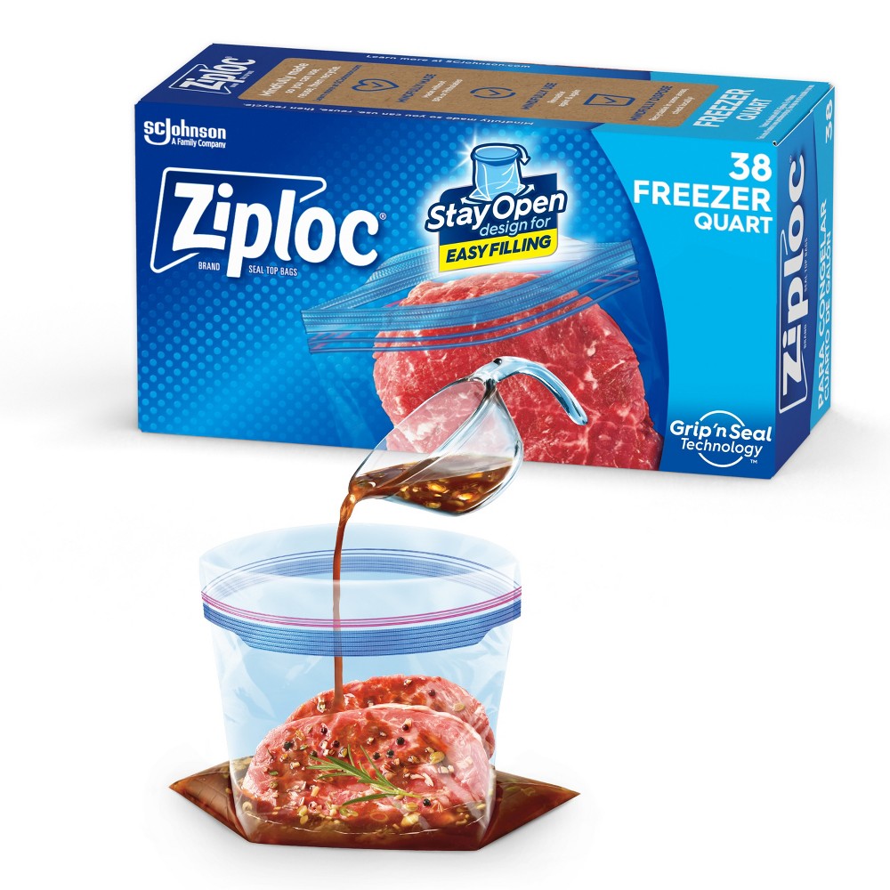 Ziploc Freezer Quart Bags with Grip 'n Seal Technology - 38ct
