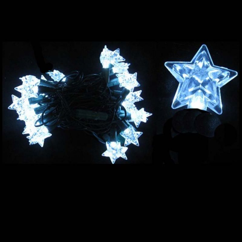 J. Hofert Co 25 Silver LED M5 Star Christmas Lights - 8 ft Green Wire, 2 of 3