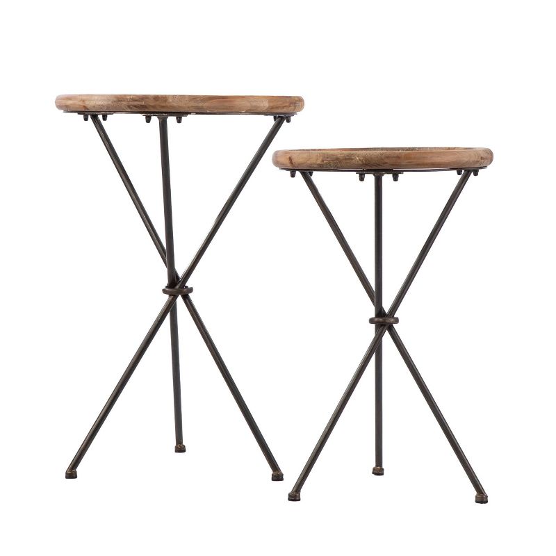 Set of 2 Rder Glass Top Accent Tables Natural/Black - Aiden Lane, 4 of 7