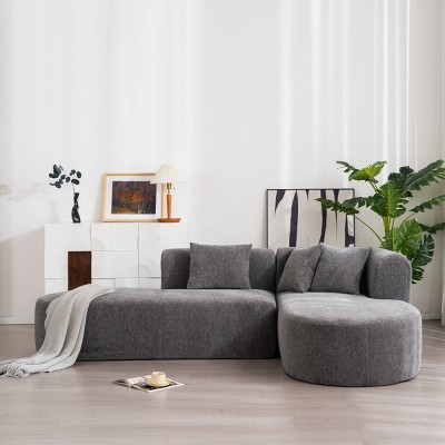 Modular Sectional Couch, L-Shaped Sectional Sofas, Chaise Lounge With 4 Plush Cushions, Upholstered Sofa Free-Combined-Cuddlewood