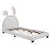 Twin Size Leather Upholstered Platform Bed with Rabbit Ornament - 4 of 4