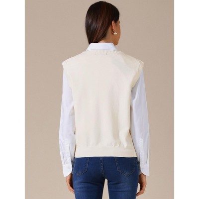 INSPIRE CHIC Women's V-Neck Sleeveless Uniform Classic Knitted Pullover Sweater Vest - image 4