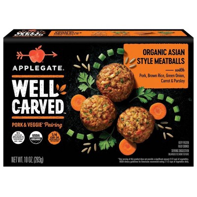 Applegate Well Carved Organic Asian Style Pork & Vegetable Meatballs - Frozen - 10oz