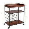 Costway 3 Tier Kitchen Trolley Utility Cart w/Wine Rack & Glass Holder - 4 of 4