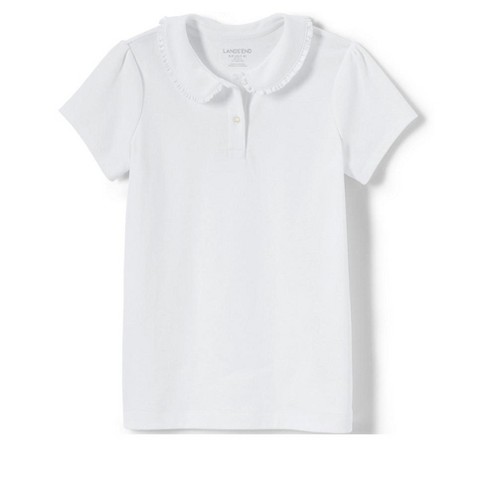 Lands' End School Uniform Girls Short Sleeve Ruffled Peter Pan Collar ...