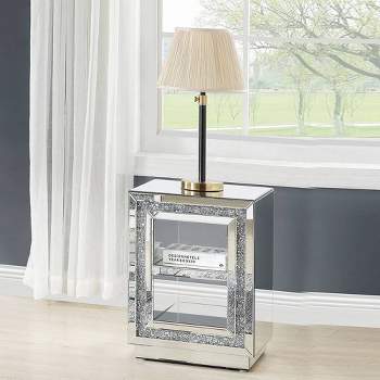 18" Noralie Mirrored Accent Table Faux Diamonds - Acme Furniture