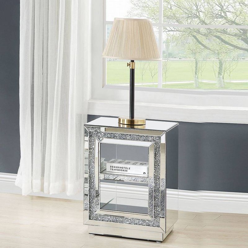 18&#34; Noralie Mirrored Accent Table Faux Diamonds - Acme Furniture, 1 of 9