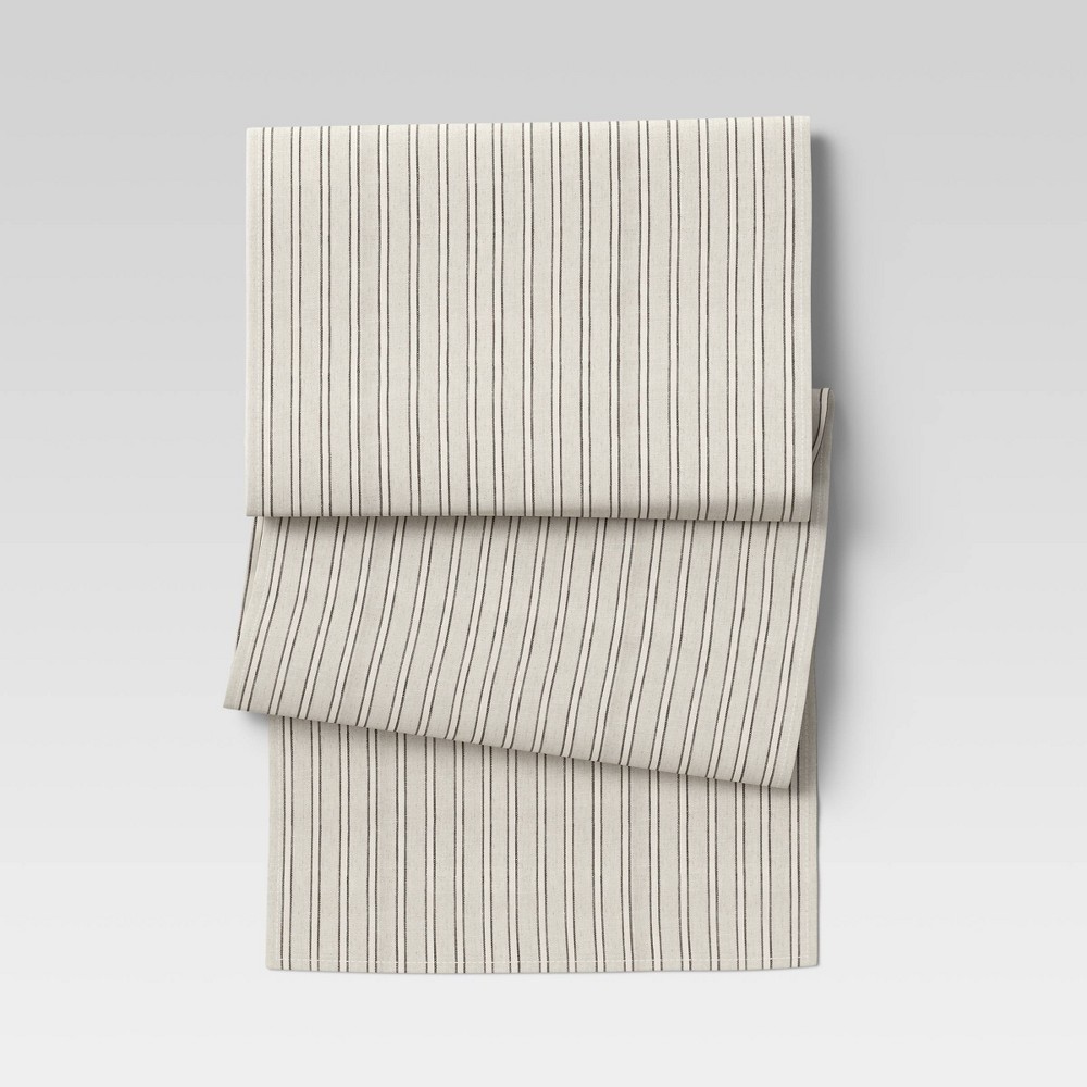 90" x 20" Cotton Striped Table Runner Natural - Threshold™