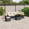 vidaXL 7 Piece Patio Sofa Set with Cushions - Black and Cream - 2 of 4