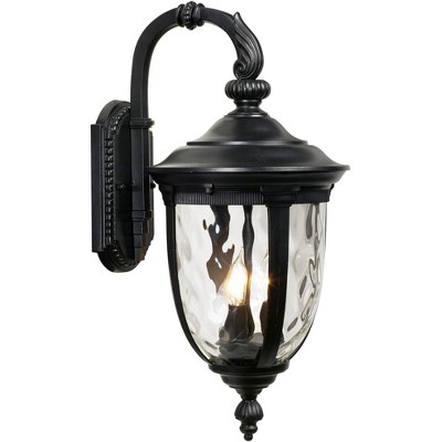 John Timberland Outdoor Wall Light Fixture Textured Black 20 1/2" Hammered Glass Exterior House Patio Porch