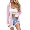 Women Crochet Open Front Cardigan Long Sleeve Lightweight Summer Cover Up Cardigans - 2 of 4