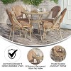 Merrick Lane Celia Bistro Style Table with Glass Top, PE Rattan, 4 Stack Chairs, and Bamboo Finished Metal Frame for Indoor/Outdoor Use - 4 of 4