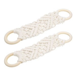 Unique Bargains Woven Cotton Rope Wooden Rings Handmade Towel Rings - 1 of 4