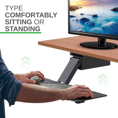 Black Adjustable Under-Desk Keyboard Tray with Mouse Pad