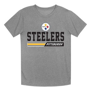 NFL Pittsburgh Steelers Boys' Gray Heather Short Sleeve Poly T-Shirt - 1 of 1