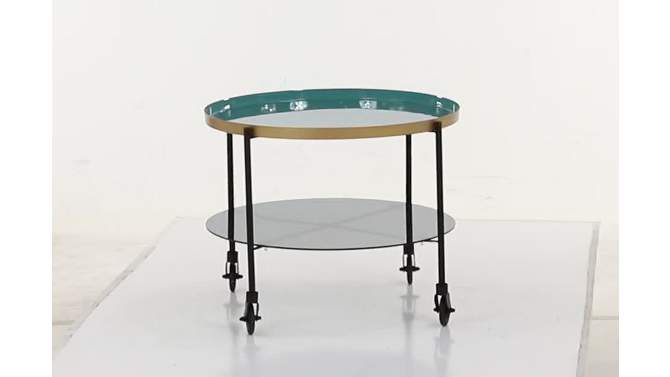 Round Metal Wheeled Coffee Table with Enamel Tray Top Black - Olivia &#38; May, 2 of 6, play video