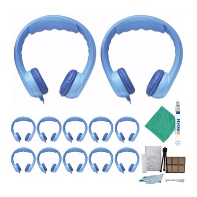 Hamilton Buhl Flex Stereo Foam Headphones (Blue, 12-Pack) and Accessory Kit