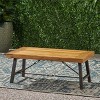 MOEPISY Outdoor Acacia Wood Coffee Table, Teak Finish, Rustic Metal Brown and Black - 4 of 4