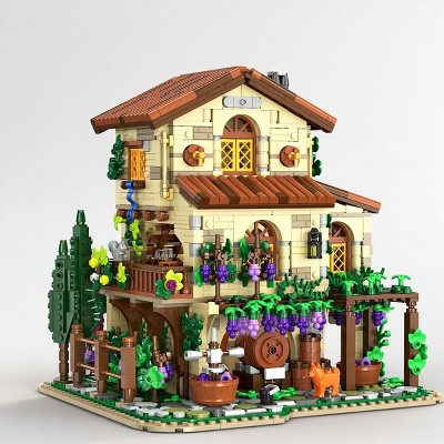 Hogokids 1826 PCS Vine Estate Autumn Cabin Building Block Kit Birthday Gift for Adults and Kids Aged 8+