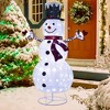Tangkula 6 FT Lighted Pop-Up Christmas Snowman Indoor Outdoor Christmas Decoration with 180 Pre-Lit LED Lights Collapsible Snowman with Hat & Scarf - 3 of 4