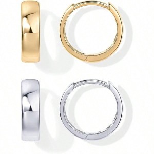 Gold Sterling Silver Earrings - Small Hoop for Women Simple and Stylish - 1 of 4