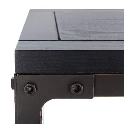 Transitional Black and Dark Walnut Console Table with Storage Shelf