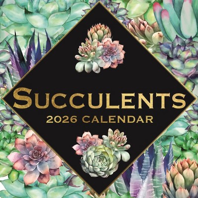2026 Square Wall Calendar, Succulents, 16-Month Arts & Antiques Theme with 180 Reminder Stickers (12x12 In)