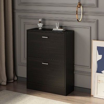 FUFU&GAGA 2 Shelves Modern Shoe Cabinet Entryway Minimalist Design Shoe Racks