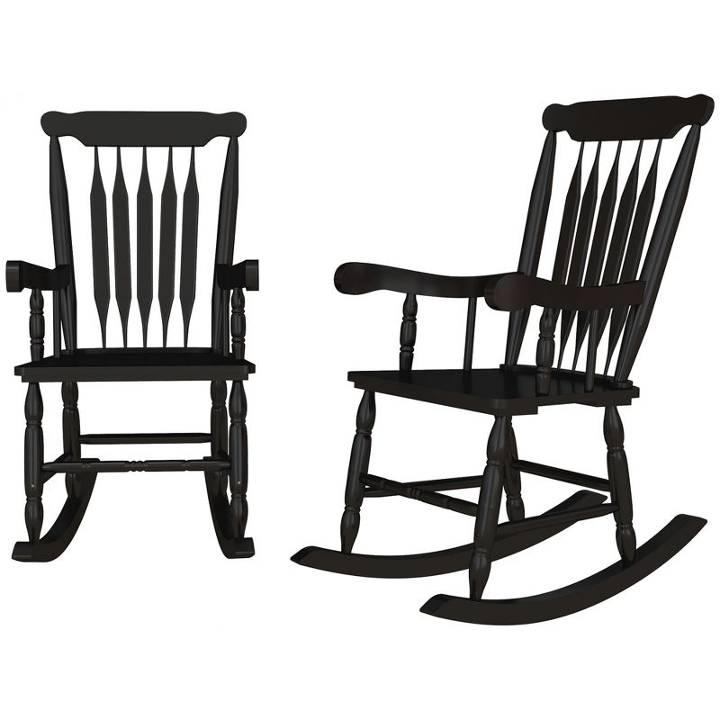 Outsunny Outdoor Wood Rocking Chair, 350 lbs. Porch Rocker with High Back for Garden, Patio, Balcony, 5 of 7