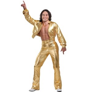HalloweenCostumes.com X Small  Men  Adult Studio Disco Suit Outfit Mens, Retro Golden 70's Dance Halloween Costume, Orange - 1 of 4