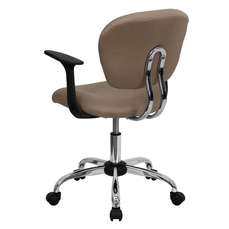 Emma and Oliver Mid-Back Coffee Brown Mesh Padded Swivel Task Office Chair with Arms, 3 of 6