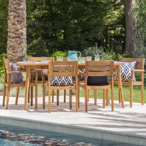 Christopher Knight Home Stamford Outdoor Acacia Wood 7 Piece Dining Set - 1 of 4