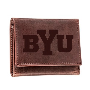 Evergreen NCAA BYU Cougars Brown Leather Trifold Wallet Officially Licensed with Gift Box - 1 of 1