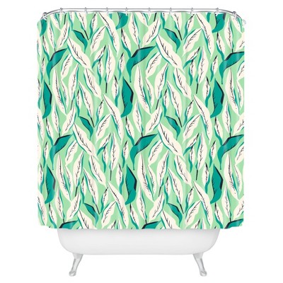 Leaf Shower Curtain Green - Deny Designs