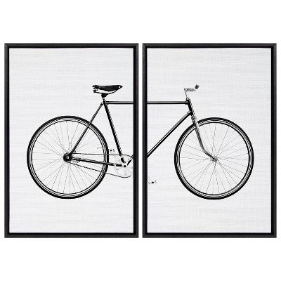 Set of 2 Black Bicycle Canvas Prints with Frames