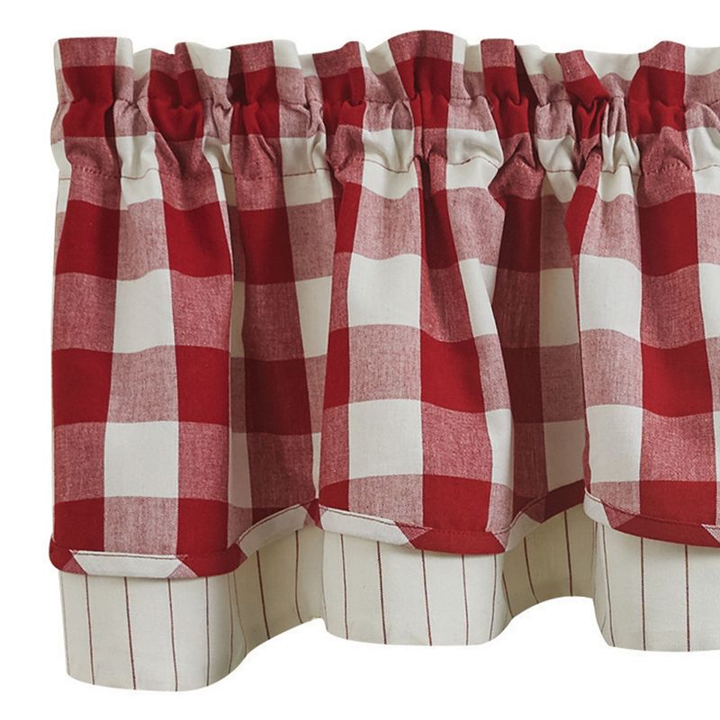 Park Designs Buffalo Check Lined Layered Red Valance 72", 3 of 4