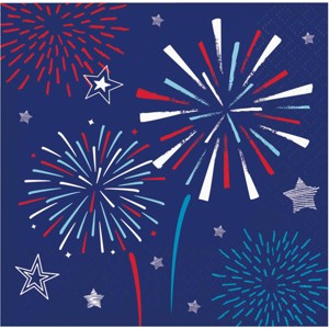 Creative Converting Patriotic Party Paper Beverage Napkins 48ct - 1 of 3