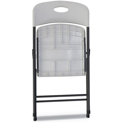 Alera Molded Resin Folding Chair, Supports Up to 225 lb, 18.19" Seat Height, White Seat, White Back, Dark Gray Base, 4/Carton