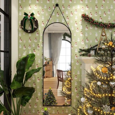 HOMLUX 16"x48" Arched Wall Decor Mirror Full Length Decorative Wall Mirrors Full Size Dressing Mirror Hanging Door Mirror Bathroom Mirror,Black