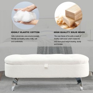 3.8ft Storage Ottoman Bench, Upholstered End Of Bed Ottoman Bench With Storage And Seating: White, Bicast Leather, Animal Print - 1 of 4
