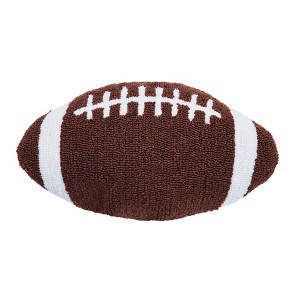 C&F Home 10.5" x 18" Football Shaped Hooked Game Day Accent Pillow - 1 of 3
