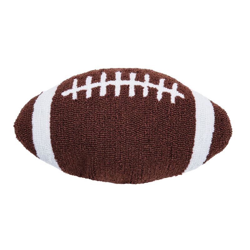 C&F Home Football Shaped Hooked Pillow, 1 of 4