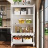 FUFU&GAGA Elegant White, Textured - Glass - Doored Pantry Cabinet with Scalloped Base & Rounded Legs for Kitchen, Dining & Living Spaces - 2 of 4