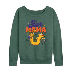 Women's - Nickelodeon - Cat Dog Fur Mama Lightweight French Terry Wide Neck Long Sleeve Shirt - 1 of 4