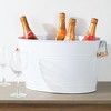 mDesign Large Metal 4.75 Gal. Beverage Tub Cooler, Bamboo Handles, 2 Pack, White - 3 of 4
