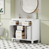 TUYOHW Bathroom Vanity with Ceramic Sink Combo Set, Modern Freestanding Single Bathroom Cabinet with 4 Drawers and 2 Cabinets, White - 4 of 4